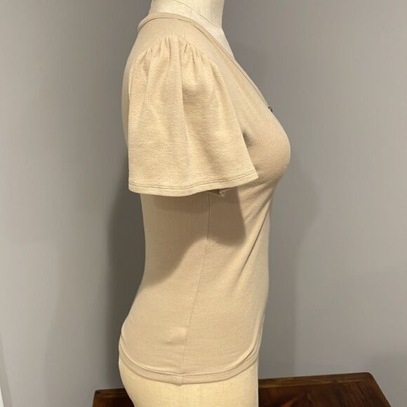 Loft Ribbed Short Sleeve V-Neck Top Size XS Petite - Picture 4 of 9